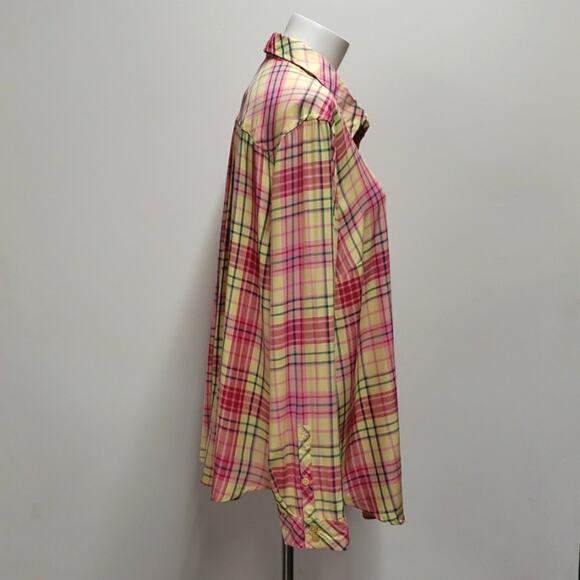 Torrid Pink and Yellow Plaid Button Down Shirt - Picture 5 of 13